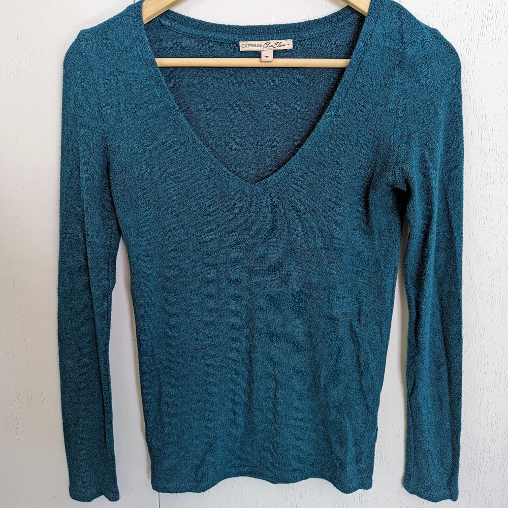 EXPRESS- Size S Blue/Green Long Sleeve V-Neck